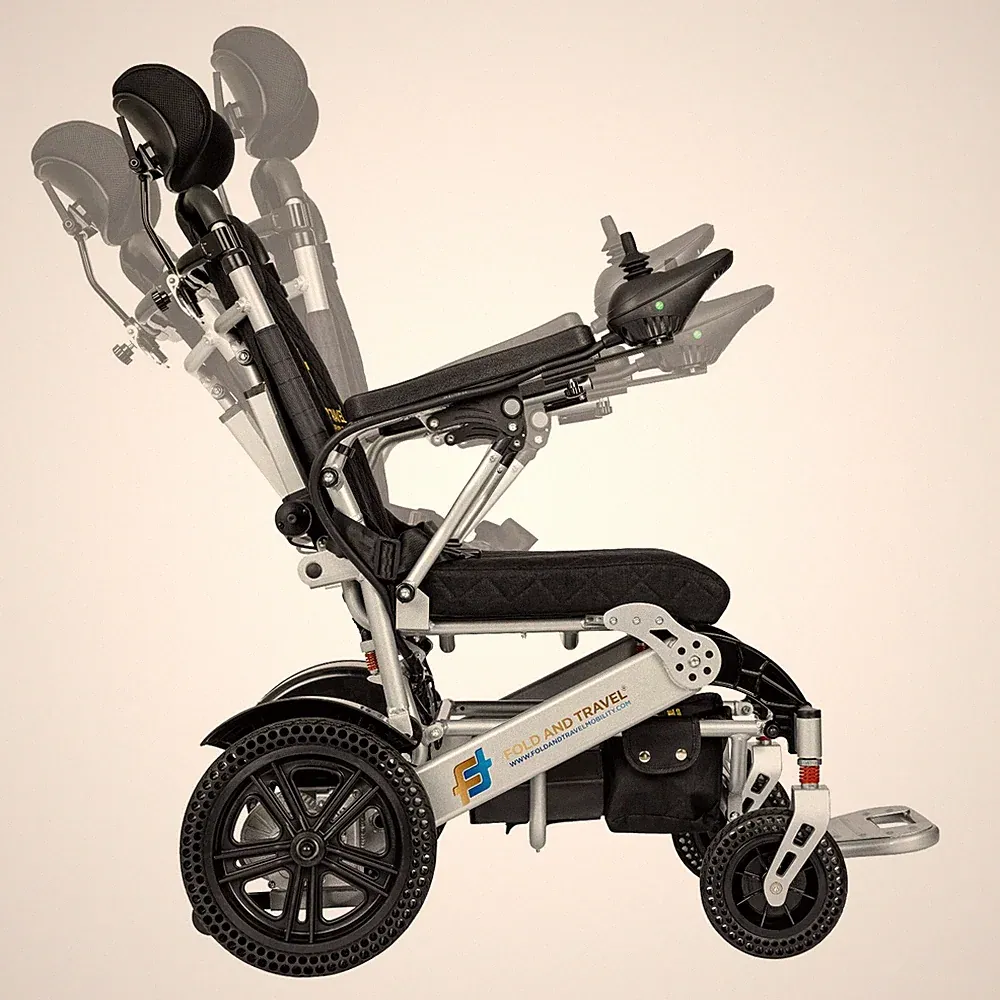 Fold And Travel Auto Recline Electric Wheelchair Lightweight Power Wheel Chair