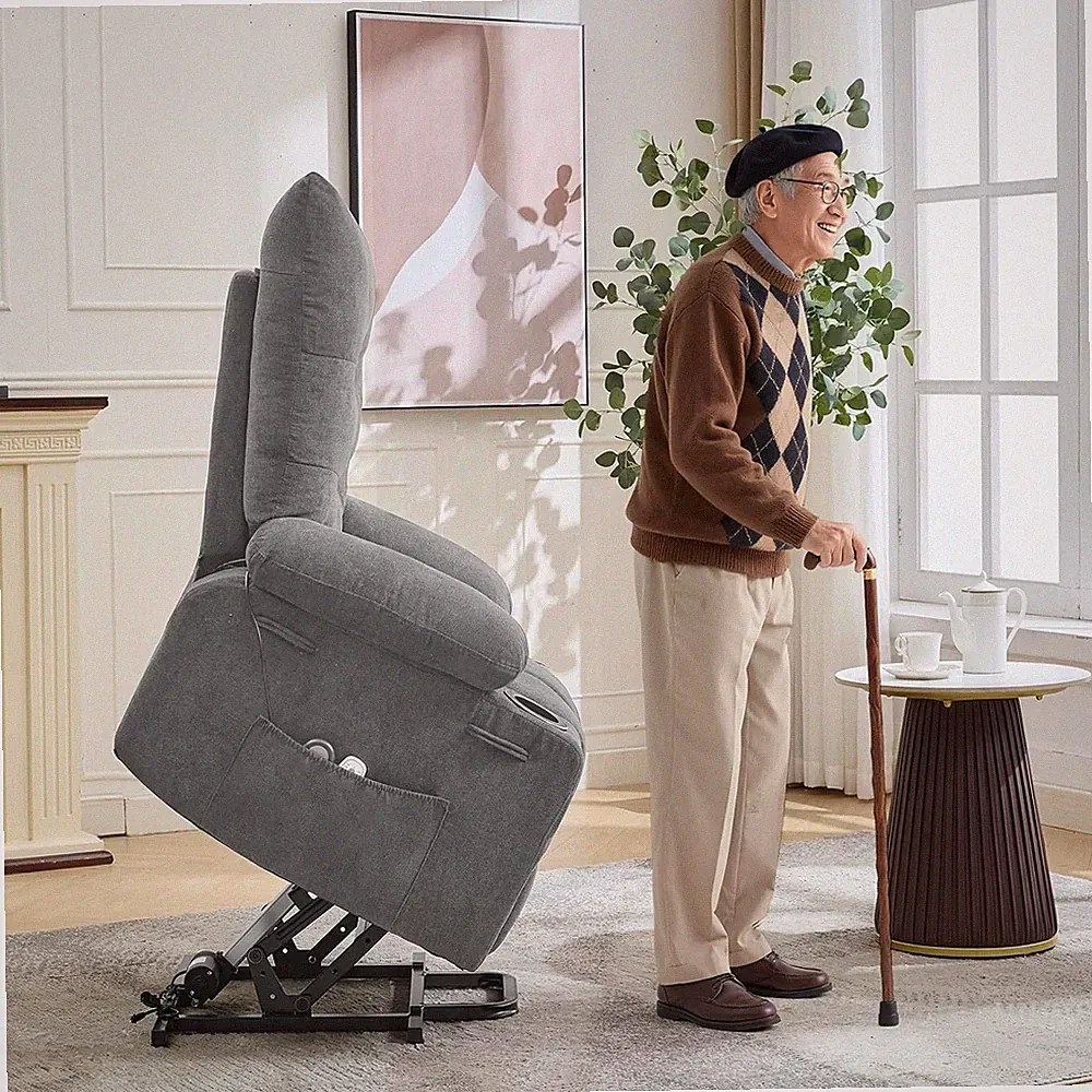 Lift Recliner Chair for Elderly, Electric Massage&Heat Sofa, Cup Holders&Pocket