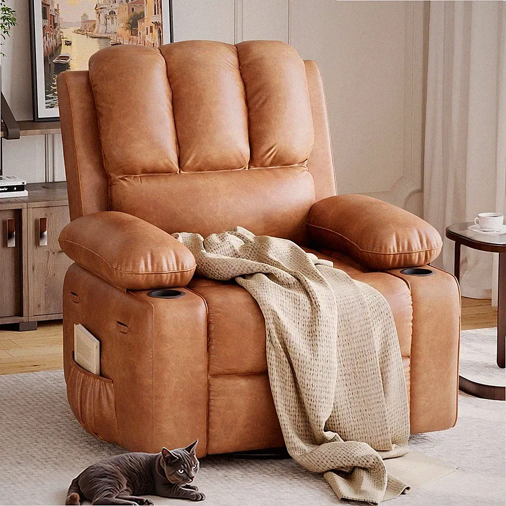Manual/Power Large Electric Lift Recliner Chair Extended Footrest Massage Heat