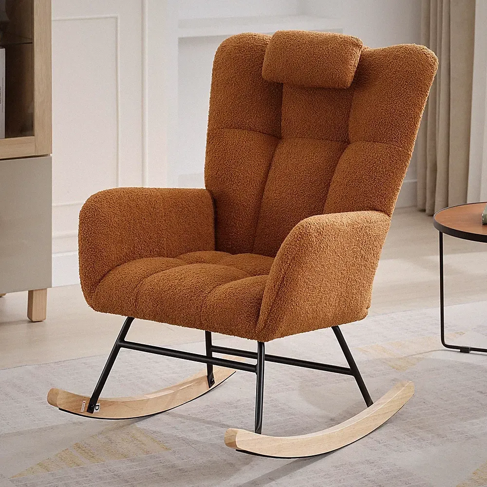 Nursery Rocking Chair ,Teddy Soft Upholstered Glider Rocker Chair Reading Modern