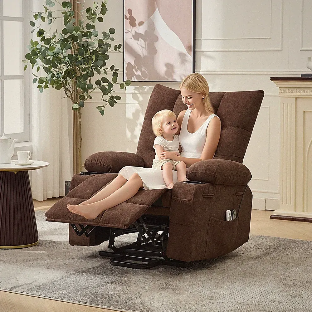 Power Lift Recliner Chair for Elderly w Massage&Heat,Electric Sofa w/Cup Holders