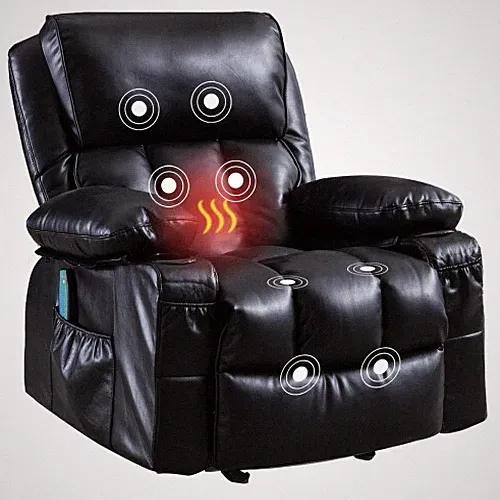 Recliner Chair Rocking Function Elderly Vibration Massage Heated Sofa Black US