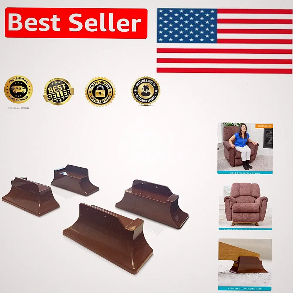 Set of 4 Low Profile Recliner Risers - Safe Chair Lifters for Adults and Seniors